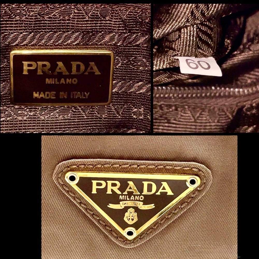 Auth PRADA Triangle Logo Tessuto Nylon Brown Chain Shoulder - Picture 5 of 17